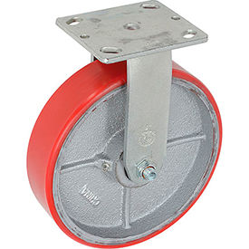 Global Industrial 601226 Global Industrial™ Heavy Duty Rigid Plate Caster 8" Polyurethane Wheel 1200 Lb. Capacity image.