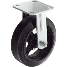 Global Industrial 601228 Global Industrial™ Heavy Duty Rigid Plate Caster 8" Mold-On Rubber Wheel 600 Lb. Capacity image.