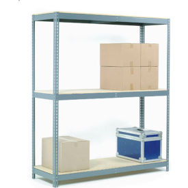 Global Industrial B2297006 Global Industrial 3 Shelf, Wide Boltless Shelving, 72"W x 24"D x 60"H, Wood Deck, USA image.