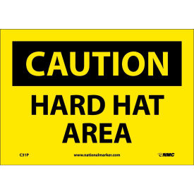 National Marker Company C31P**** Safety Signs - Caution Hard Hat Area - Vinyl 7"H X 10"W image.