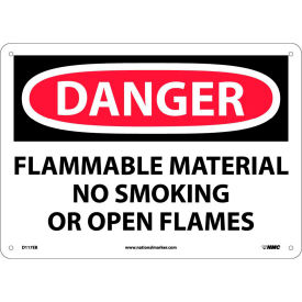 National Marker Company D117EB NMC™ Signs w/ Safety Message, Flammable Material No Smoking, 2 Mil Thick, 14"W x 10"H image.