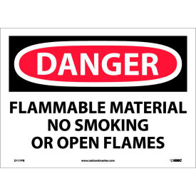 National Marker Company D117PB NMC™ Signs w/ Safety Message, Flammable Material No Smoking, 1/10 Mil Thick, 14"W x 10"H image.