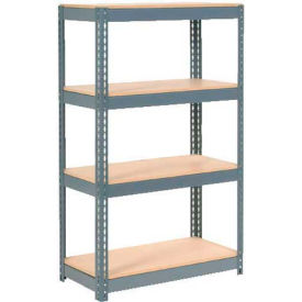 Global Industrial B2297303 Global Industrial 4 Shelf, Extra HD Boltless Shelving, Starter, 36"W x 24"D x 60"H, Wood Deck, USA image.