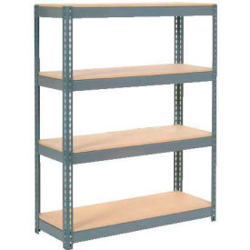 Global Industrial B2297265 Global Industrial 4 Shelf, Extra HD Boltless Shelving, Starter, 48"W x 12"D x 60"H, Wood Deck, USA image.