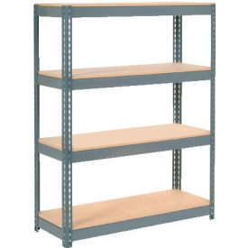 Global Industrial B2297264 Global Industrial 4 Shelf, Extra HD Boltless Shelving, Starter, 48"W x 18"D x 60"H, Wood Deck, USA image.