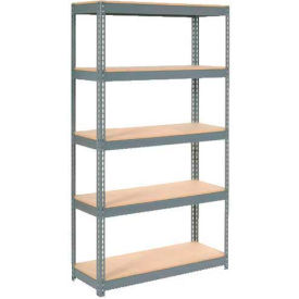 Global Industrial B2297334 Global Industrial 5 Shelf, Extra HD Boltless Shelving, Starter, 48"W x 12"D x 84"H, Wood Deck, USA image.