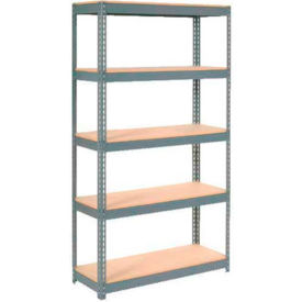 Global Industrial B2297318 Global Industrial 5 Shelf, Extra HD Boltless Shelving, Starter, 48"W x 12"D x 96"H, Wood Deck, USA image.