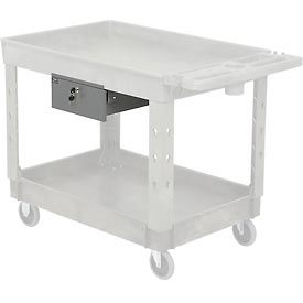 Global Industrial 606797GY Global Industrial™ Drawer w/Divider for Plastic/Steel Carts, 10-3/4"L x 18"W x 4-1/2"H, Gray image.