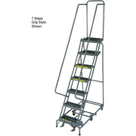 Ballymore Co Inc SW724PIP 7 Step 16" W Perforated All Directional Steel Rolling Ladder- Safety Angle - SW724PIP image.