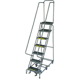 Ballymore Co Inc SW724PIPG 7 Step 16" W Grip All Directional Steel Rolling Ladder- Safety Angle - SW724PIPG image.