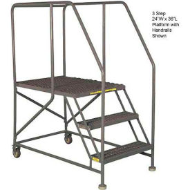 Tri Arc Mfg WLWP142436  Mobile 4 Step Steel 24"W X 36"L Work Platform Ladder With Handrails - WLWP142436 image.