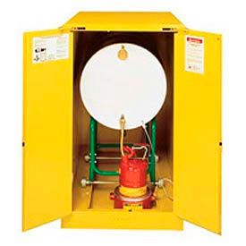 Justrite Safety Group 899320 Justrite® Drum Cabinet 110 Gal Capacity Horizontal Self Close Flammable W/ Drum Rollers image.