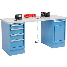 Global Industrial 651349 Global Industrial™ 72 x 30 ESD Square Edge 4 Drawer & Cabinet Workbench image.