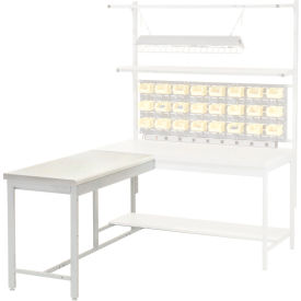 Global Industrial 651426 Global Industrial™ 48"W x 30"D Euro Style Production Workbench Return - ESD Square Edge - Gray image.