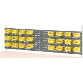 Global Industrial 651451 Global Industrial™ (2) 36" Louver Bin Panel with 24 Yellow Bins For 72" Bench, Gray image.