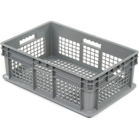 Global Industrial 662112 Global Industrial™ Mesh Straight Wall Container, 23-3/4"Lx15-3/4"Wx8-1/4"H, Gray image.