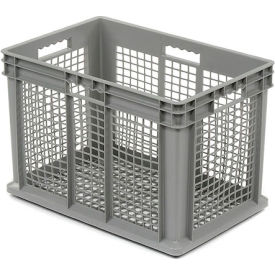 Global Industrial 662114 Global Industrial™ Mesh Straight Wall Container, 23-3/4"Lx15-3/4"Wx16-1/8"H, Gray image.