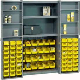 Global Industrial 662137YL Global Industrial™ Bin Cabinet Deep Door, 72 YL Bins, Shelves, 16 Ga Assembled Cabinet 38x24x72 image.