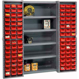 Global Industrial 662141RD Global Industrial™ Bin Cabinet Deep Door, 96 RD Bin, Shelves, 16 Ga. Assembled Cabinet 38x24x72 image.