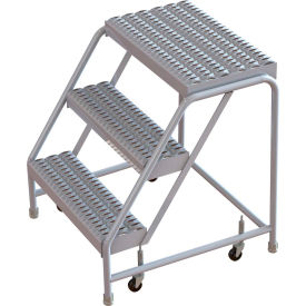 Tri Arc Mfg WLAR003165 3 Step Aluminum Rolling Ladder, 16"W Grip Step, W/O Handrails - WLAR003165 image.