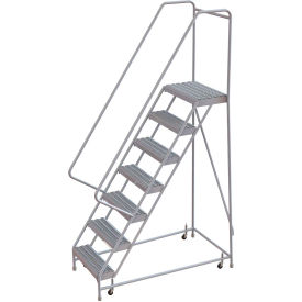 7 Step Aluminum Rolling Ladder 16""W Grip Step 30"" Handrails - WLAR107165