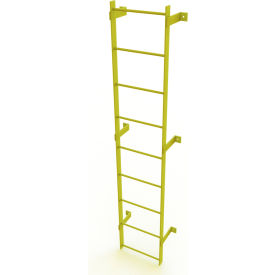 Tri Arc Mfg WLFS0109-Y 9 Step Steel Standard Uncaged Fixed Access Ladder, Yellow - WLFS0109-Y image.