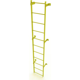 Tri Arc Mfg WLFS0111-Y 11 Step Steel Standard Uncaged Fixed Access Ladder, Yellow - WLFS0111-Y image.