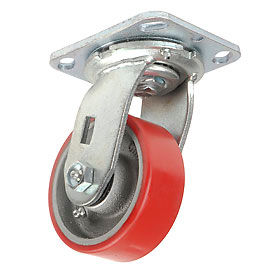 Global Industrial 748207 Global Industrial™ Heavy Duty Swivel Plate Caster, 4" Polyurethane Wheel, 600 Lb. Capacity image.