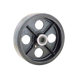 Global Industrial 748609A Global Industrial™ 6" x 2" Mold-On Rubber Wheel - Axle Size 1/2" image.