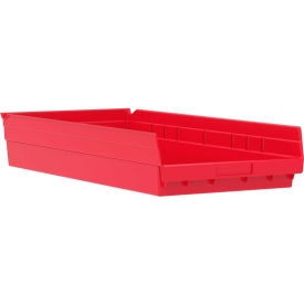 Akro-Mils 30174RED Akro-Mils Plastic Nesting Storage Shelf Bin 30174 - 11-1/8"W x 23-5/8"D x 4"H Red image.