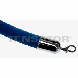 Lawrence Metal Prod. Inc ROPE-VELR-24-06/0-2-SNAP-1P Tensator Safety Crowd Control Queue Blue Velour 6 Rope With Polished Chrome Snap Ends image.