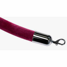 Lawrence Metal Prod. Inc ROPE-VELR-43-06/0-2-SNAP-1P Tensator Safety Crowd Control Queue Maroon Velour 6 Rope With Polished Chrome Snap Ends image.