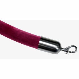 Lawrence Metal Prod. Inc ROPE-VELR-43-06/0-2-SNAP-1S Tensator Safety Crowd Control Queue Maroon Velour 6 Rope With Satin Chrome Snap Ends image.