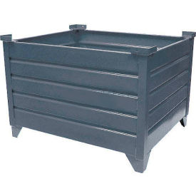 Global Industrial 800104GY Global Industrial™ Stackable Steel Container, 35"Lx35"Wx24"H, Gray image.