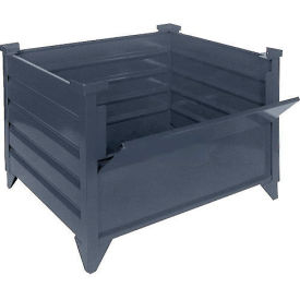 Global Industrial 800102M Global Industrial™ Stackable Steel Container W/Drop Gate, 35"Lx30"Wx24"H, Unpainted image.