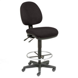 Global Industrial 808659BK Interion® Office Stool - Fabric - 360° Footrest - Black image.