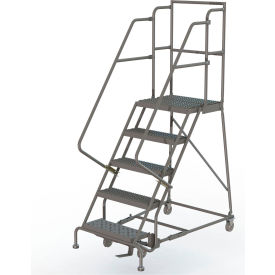 Tri Arc Mfg KDSR105242-D2 Grip 24"W 5 Step Steel Rolling Ladder 20"D Top Step - KDSR105242-D2 image.