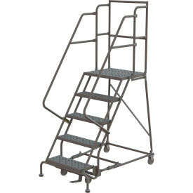 Tri Arc Mfg KDSR105246-D2 Perforated 24"W 5 Step Steel Rolling Ladder 20"D Top Step - KDSR105246-D2 image.