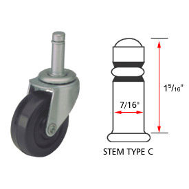 Algood Casters Limited S0823-437SX1 5/16-U Algood Standard Series Chair Caster with Hard Rubber Wheel S0823-437SX1 5/16-U - Stem Type C image.