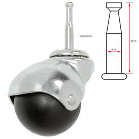 Casters, Wheels & Industrial Handling PBH2002ZN3ED Ball Series Chair Caster with Plastic Wheel - Stem Type D image.
