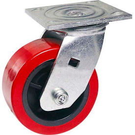 Casters, Wheels & Industrial Handling 1498-5RB Faultless Swivel Plate Caster 1498-5RB 5" Polyurethane Wheel with Brake image.