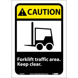 National Marker Company CGA7P Graphic Signs - Caution Forklift Traffic Area - Vinyl 7"W X 10"H image.