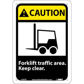 National Marker Company CGA7R Graphic Signs - Caution Forklift Traffic Area - Plastic 7"W X 10"H image.