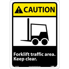 National Marker Company CGA7RB Graphic Signs - Caution Forklift Traffic Area - Plastic 10"W X 14"H image.