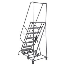 Tri Arc Mfg KDAD107246 7 Step Steel Easy Turn Rolling Ladder - Safety Angle - KDAD107246 image.