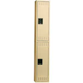Tennsco Corp DTS-121836-A-SND Tennsco® 2-Tier 2 Door Locker, Recessed Handle, 12"W x 18"D x 72"H, Sand, Assembled image.