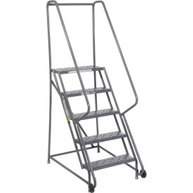 Tri Arc Mfg KDTF105246 5 Step Steel 24"W Step Tilt And Roll Ladder - Perforated Tread - KDTF105246 image.