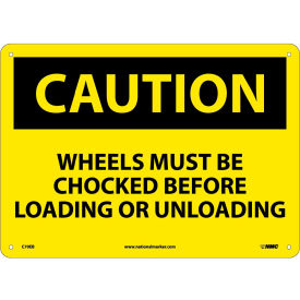 National Marker Company C70EB Safety Signs - Caution Wheels Must Be Chocked - Fiberglass image.