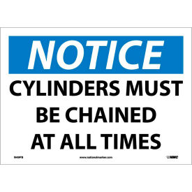 National Marker Company N49PB Safety Signs - Notice Cylinders Must Be Chained - Vinyl 10"H X 14"W image.