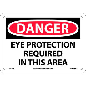 National Marker Company D201R Safety Signs - Danger Eye Protection - Rigid Plastic 7"H X 10"W image.